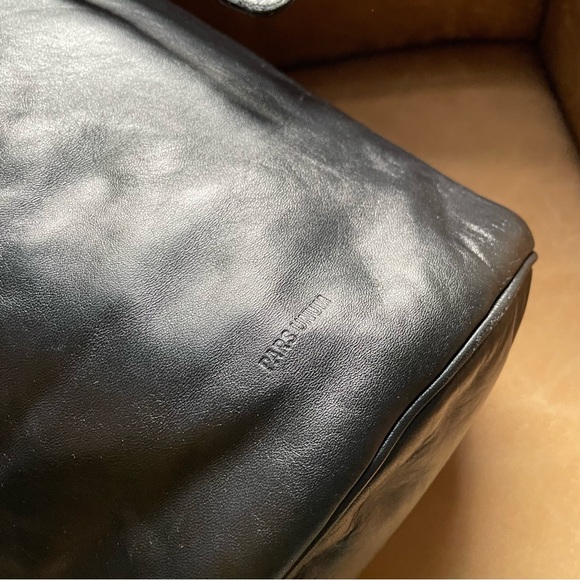 Pars Unum black leather Carbon bucket tote sling bag backpack luxe made in Italy - Picture 9 of 16